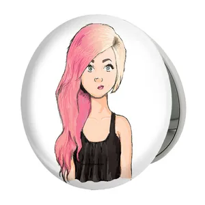 آینه جیبی خندالو طرح دخترونه مدل تاشو کد 5487 