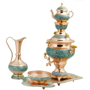 سرویس سماور 5 پارچه فیروزه کوبی کد 65
