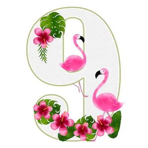 استند رومیزی تولد مدل عدد 9 طرح فلامینگو کد 889