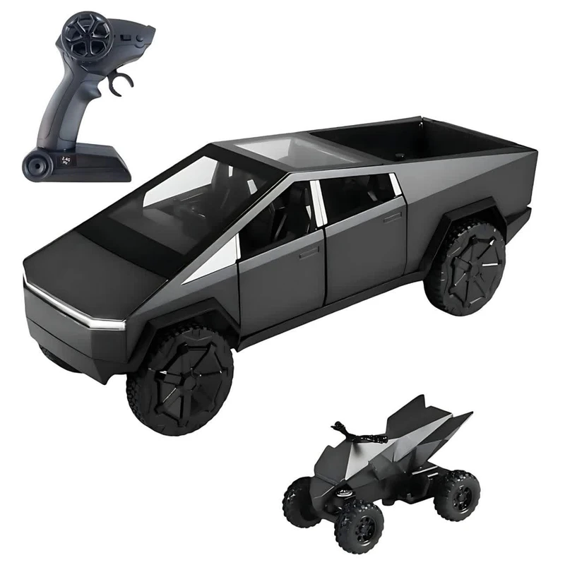 ماشین بازی کنترلی ناب سل مدل تسلا سایبر تراک شارژی فلزی چراغدار موزیکال مجموعه دو عددی کد Tesla Cybertruck Metal Musical Lighted Game Machine