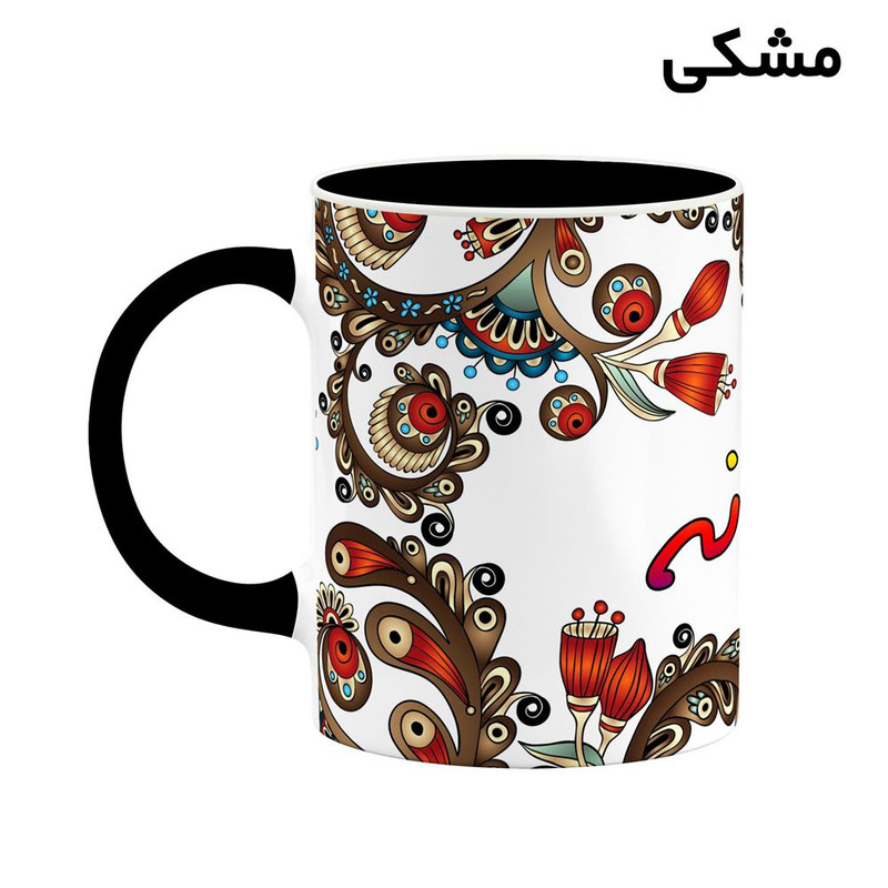 ماگ کاکتی مدل اسم رخسانه طرح سنتی گل و بته کد mgh45213