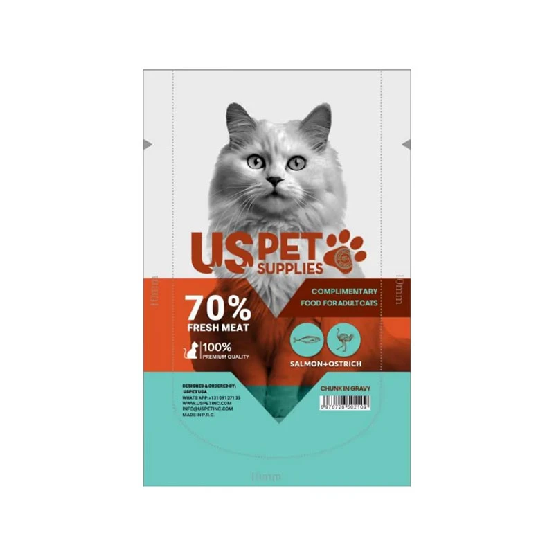 پوچ گربه بالغ یو اس پت مدل Fresh Meat in Gravy با طعم ماهی سالمون و شترمرغ وزن 100 گرم