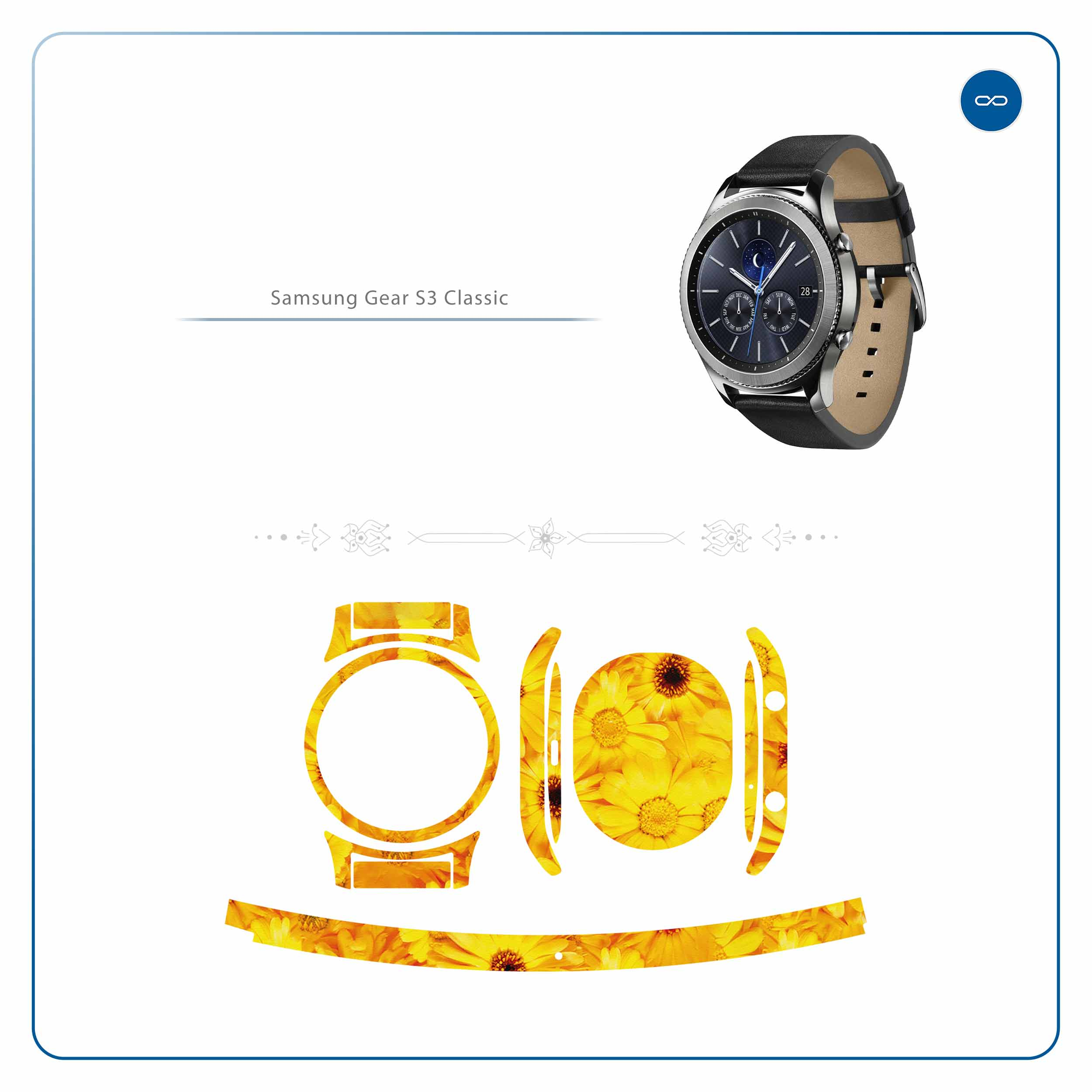 برچسب ماهوت طرح Yellow-Flower مناسب برای ساعت هوشمند سامسونگ Galaxy Gear S3 Classic