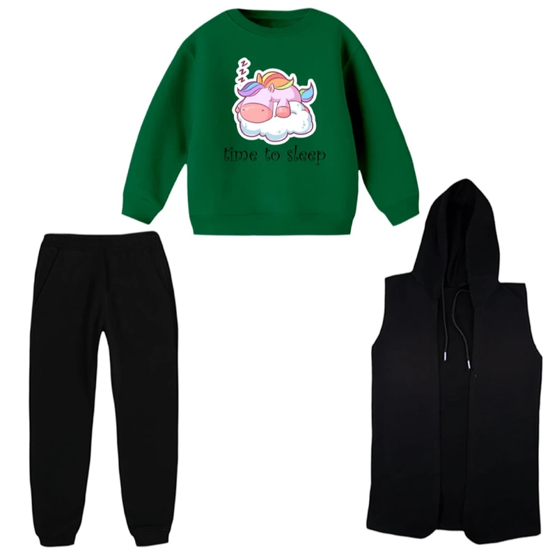 ست 3 تکه لباس راحتی بچگانه مدل یونیکورن کد ۳  