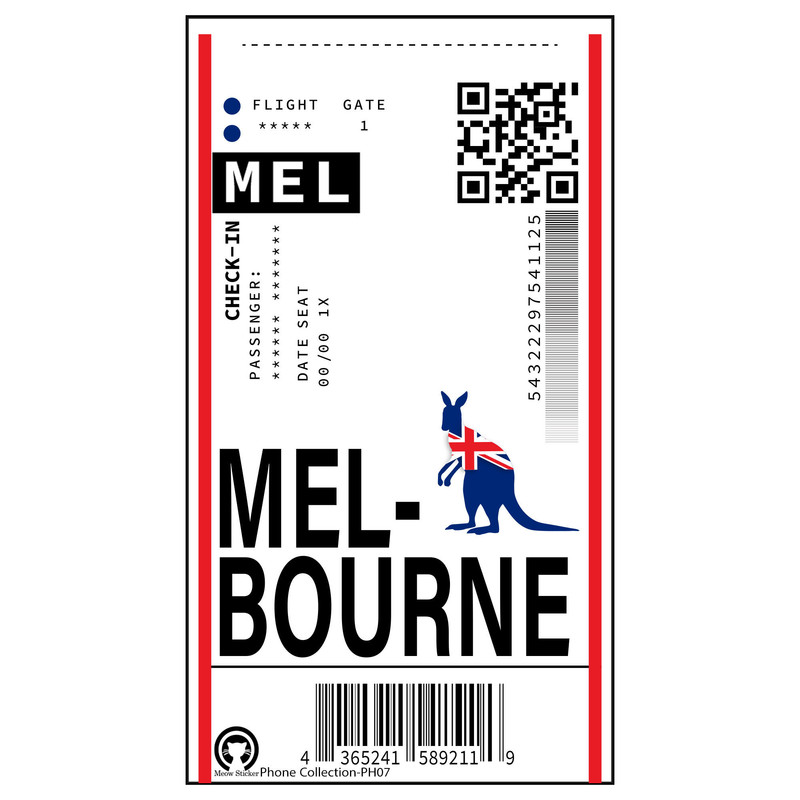برچسب تزئینی موبایل و تبلت مدل تیکت ملبورن- کد PH07