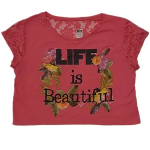 تی شرت آستین کوتاه دخترانه مدل POL0057