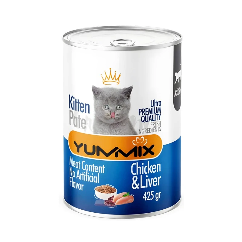 کنسرو غذای بچه گربه یامیکس مدل پته طعم مرغ و جگر وزن 425 گرم