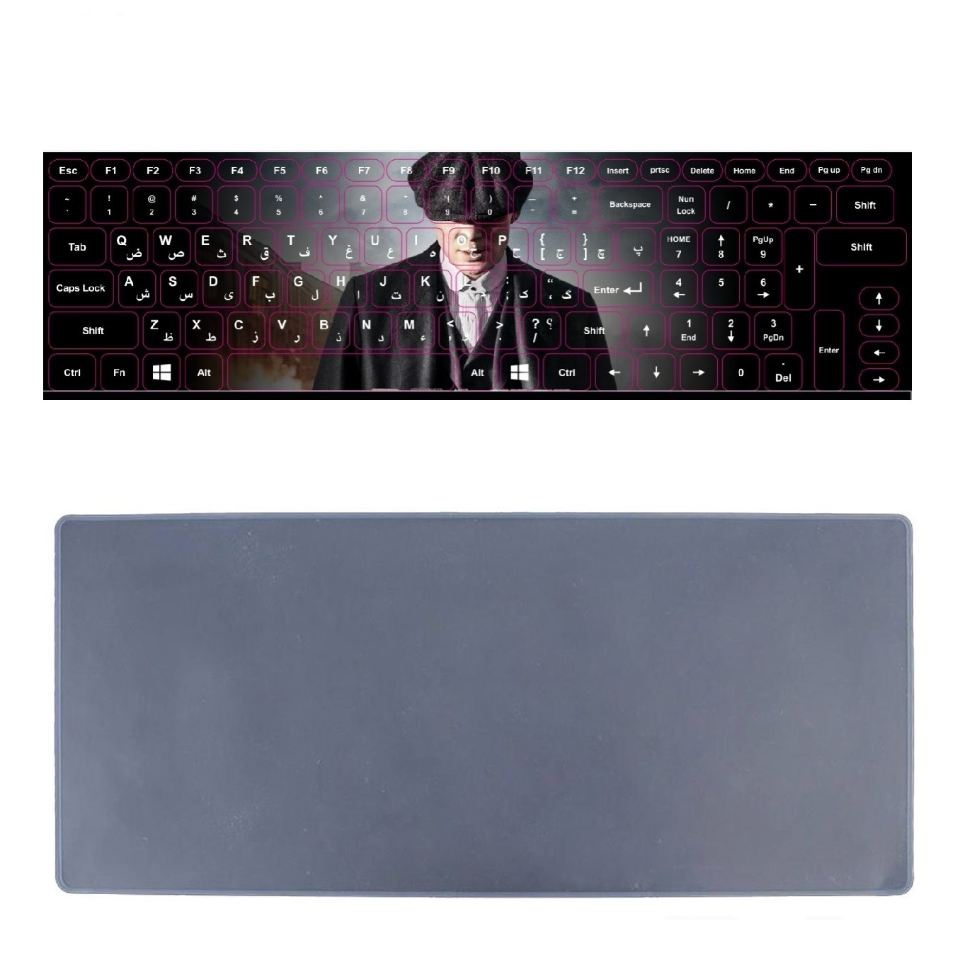 برچسب حروف فارسی کیبورد مدل 15-I مناسب برای لپ تاپ 15.6 اینچ به همراه محافظ کیبورد
