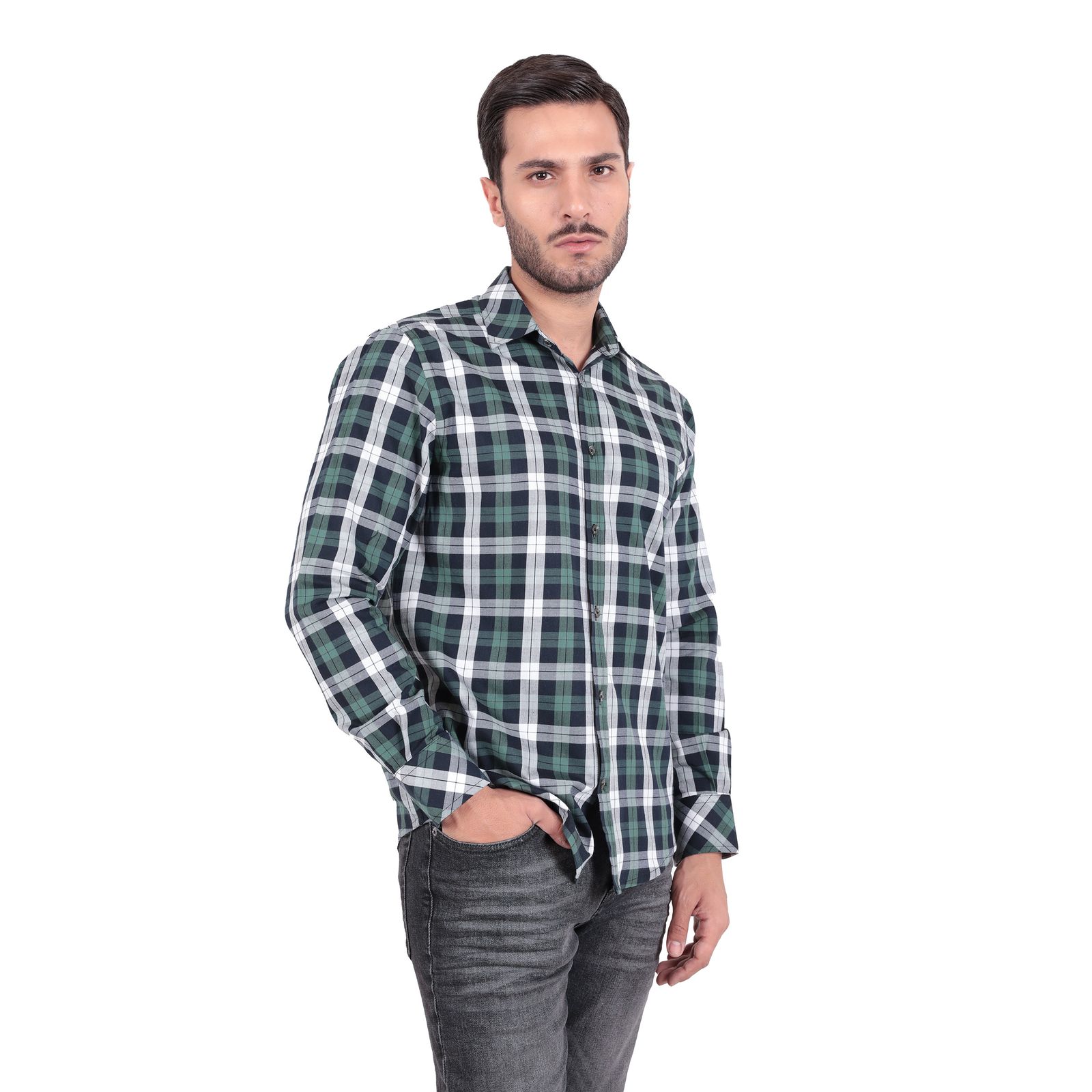 پیراهن آستین بلند مردانه پاتن جامه مدل کلاسیک 102721030201539 طرح چهارخانه -  - 2