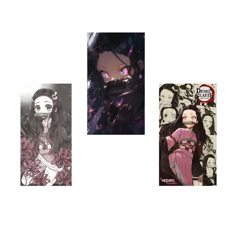 استیکر لپ تاپ و موبایل مدل انیمه طرح شیطان کش نزوکو کامادو demon slayer Nezuko Kamado کد 869 مجموعه 3 عددی
