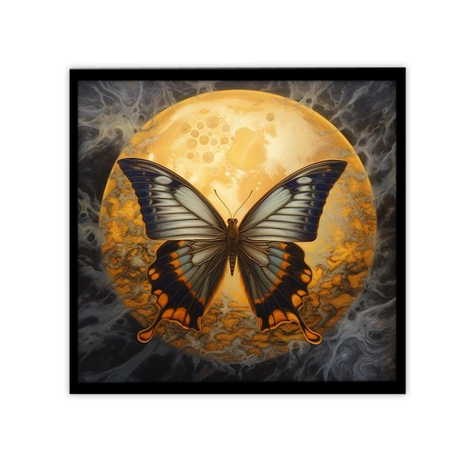 تابلو نوری بکلیت طرح دکوراتیو ماه و پروانه مدل B-MID-19002