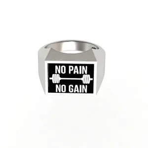 انگشتر نقره مردانه دلی جم مدل no pain no gain