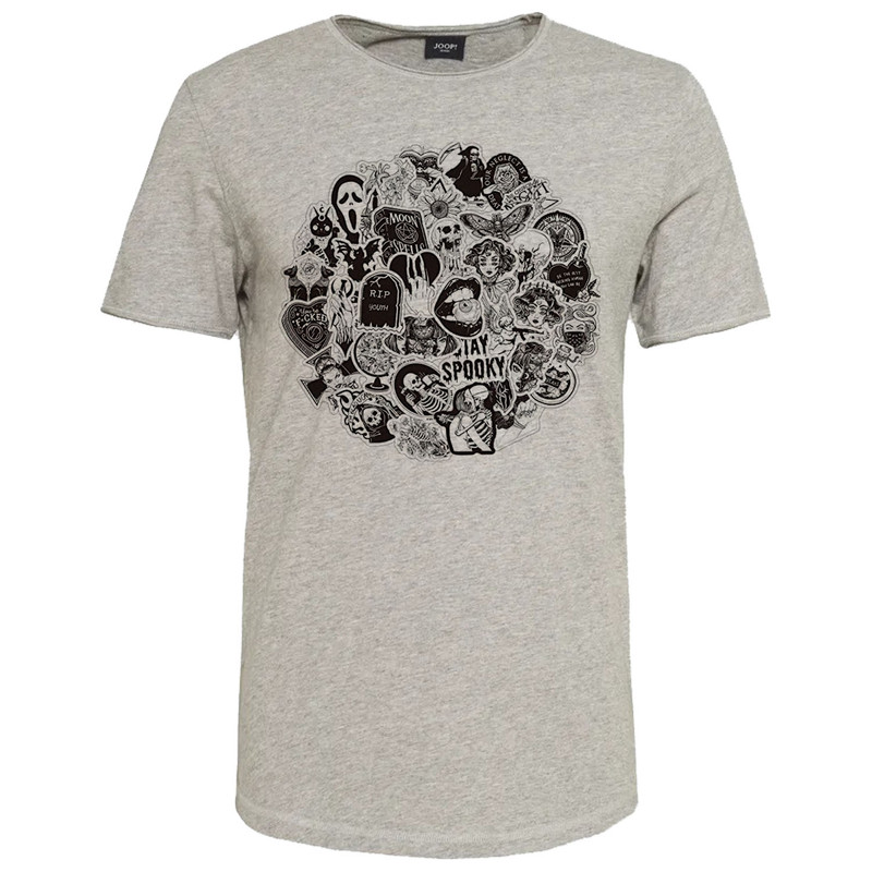 تیشرت آستین کوتاه مردانه مدل اسکلت کد M187 رنگ طوسی