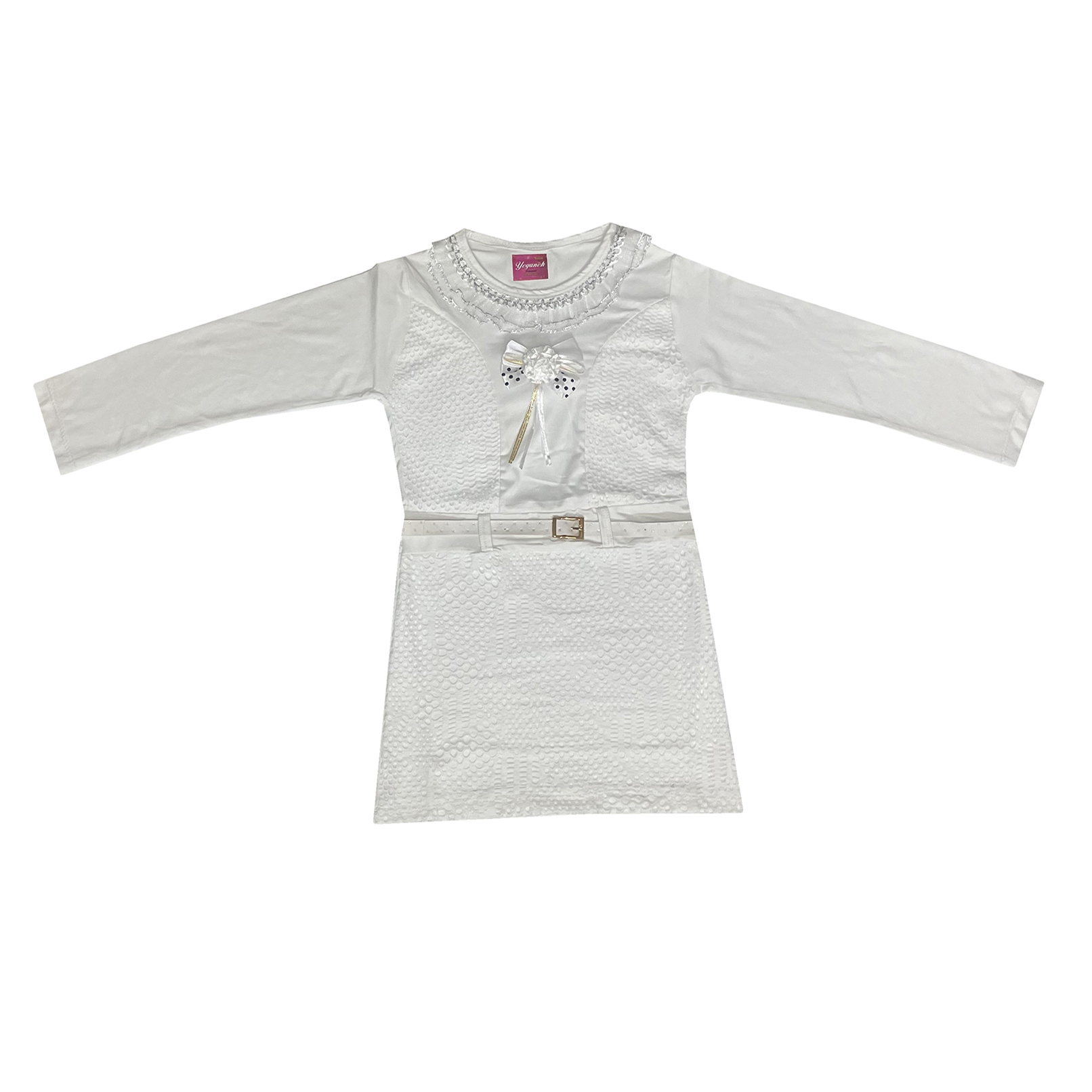 پیراهن دخترانه مدل پرنسی رنگ سفید