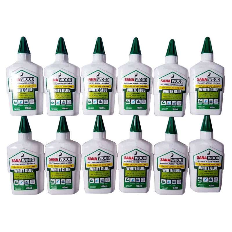 چسب چوب سنا مدل sana-S12 حجم 100 میلی لیتر بسته  12 عددی