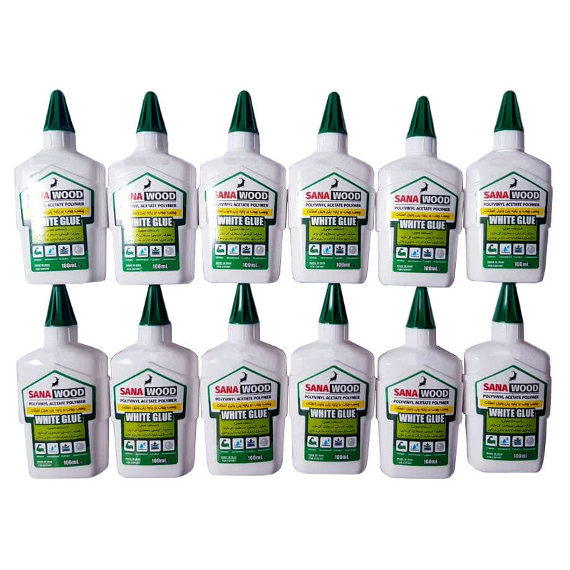چسب چوب سنا مدل sana-S12 حجم 100 میلی لیتر بسته  12 عددی