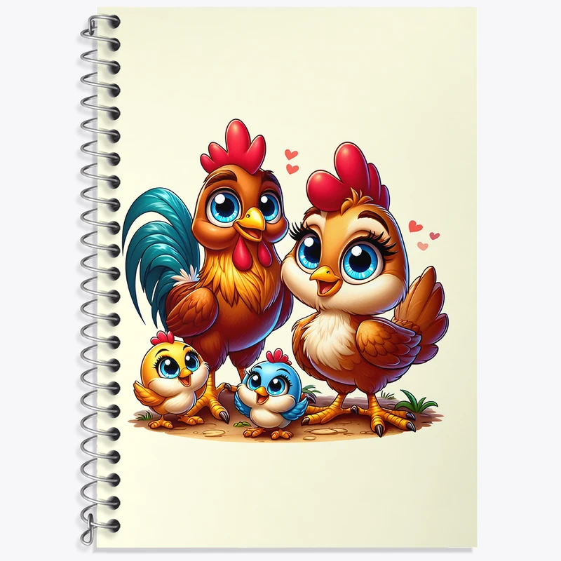 دفتر زبان 50 برگ خندالو مدل سه خط طرح مرغ و خروس بامزه کد N5769