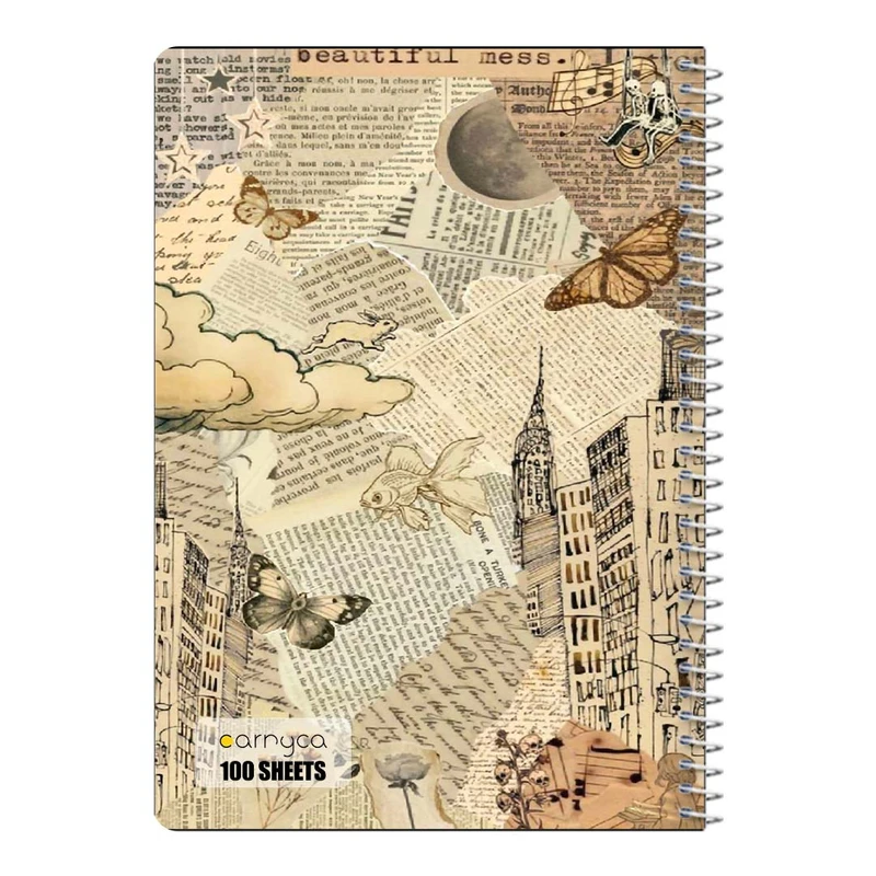 دفتر شطرنجی 100 برگ سیمی کارنیکا طرح وینتج اسکرپ بوک Vintage Scrapbook کد 79790