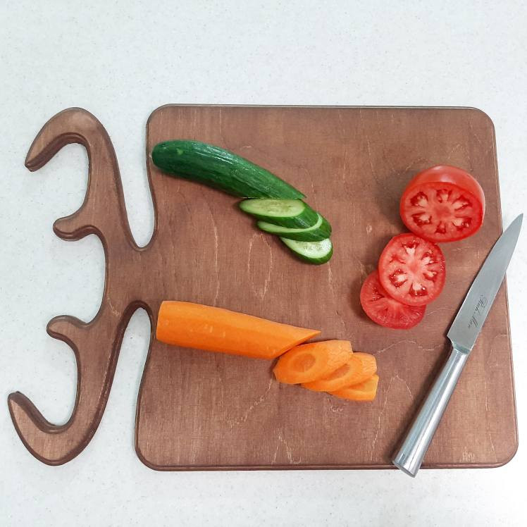 تخته گوشت مدل چوبی طرح شاخ گوزنی مربع مجموعه 3 عددی