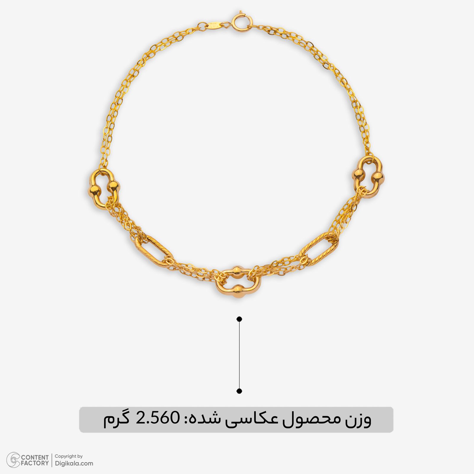 دستبند زنجیری طلا 18 عیار زنانه نگین مدل 108 -  - 3