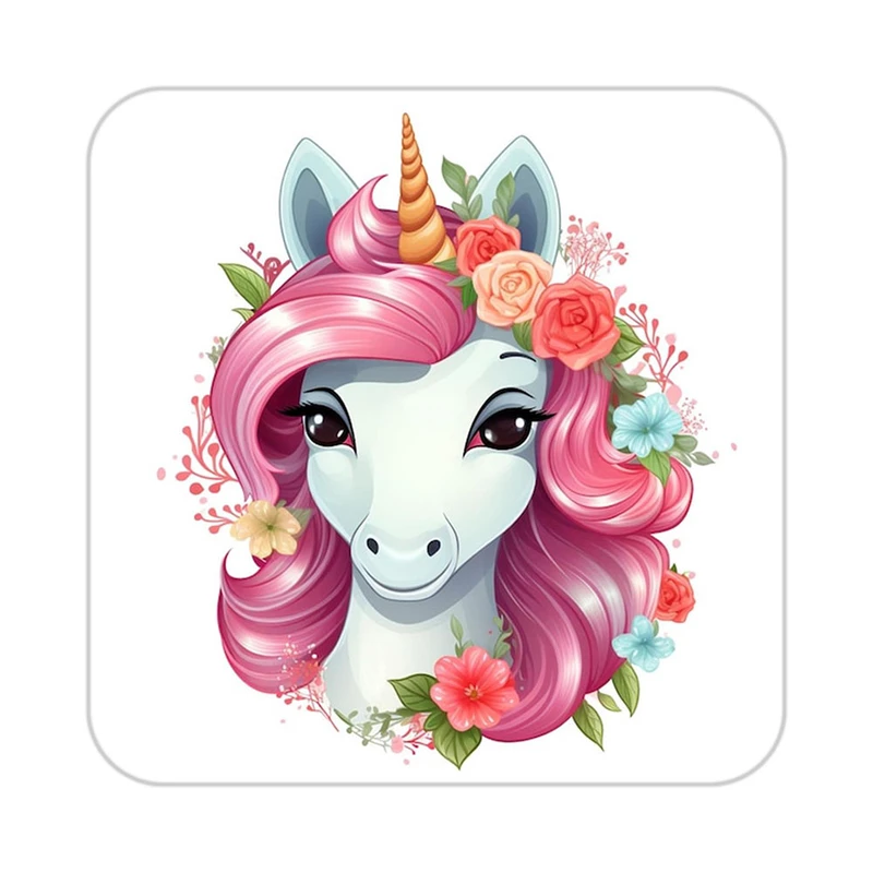 زیر لیوانی کاکتی طرح اسب تک شاخ و یونیکورن مدل mp32331