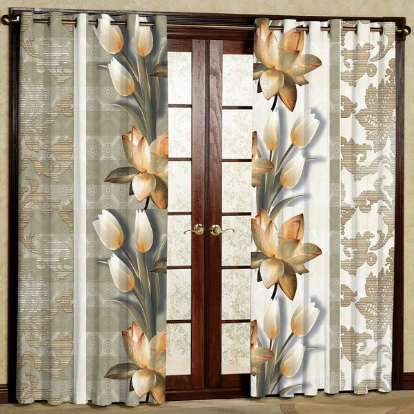 پرده مدل  گل لاله هازان پانچی کد 1 سایز 280x140 سانتی متر