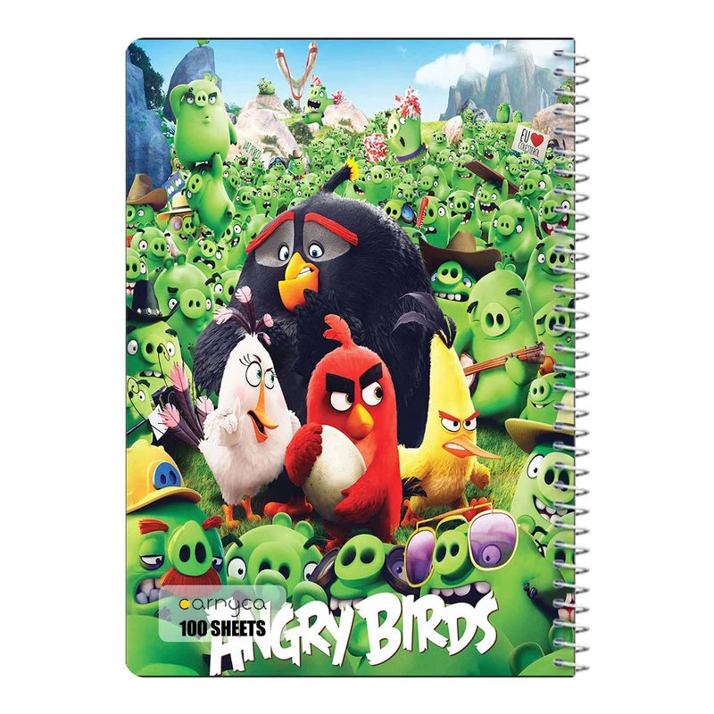 دفتر مشق 100 برگ سیمی کارنیکا طرح پرندگان خشمگین The Angry Birds کد 59070