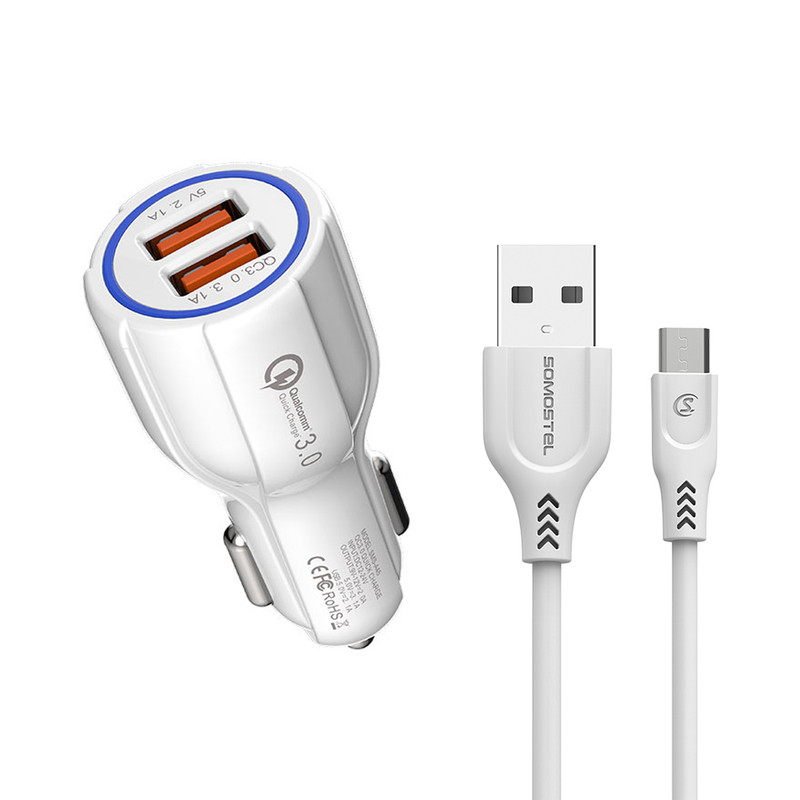 شارژر فندکی سوموس تل مدل A45 به همراه کابل تبدیل MICROUSB