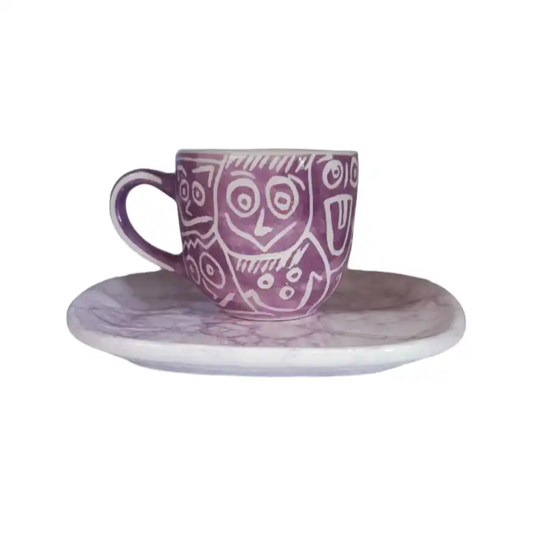 ست فنجان و نعلبکی سرامیکی مدل اسکرافیتو