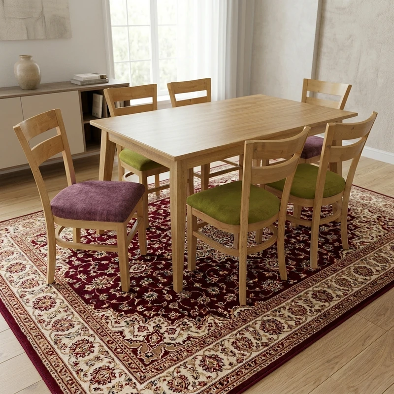 میز و صندلی ناهارخوری 6 نفره گالری چوب آشنایی مدل Khod-2Tir-Mah6
