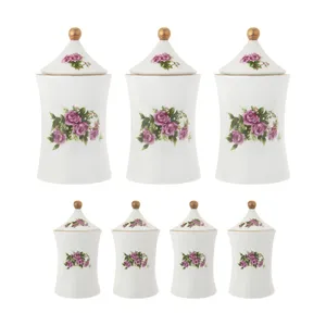 ست جا ادویه 14 پارچه صنایع چینی تقدیس مدل لب طلا طرح گل سرخ