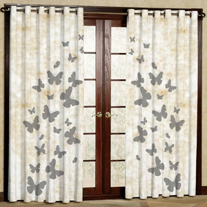 پرده مدل مخمل پانچی طرح پروانه کد 4290aT2 سایز 200x140 سانتی متر