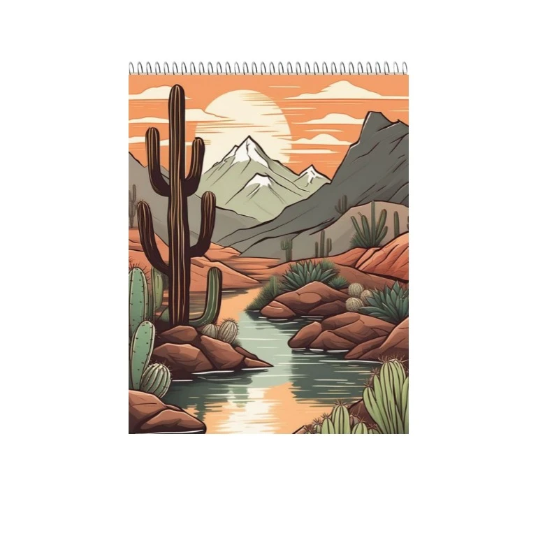 دفتر شطرنجی 100 برگ طرح Desert Painting