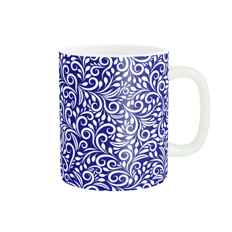 ماگ پاد آفرین مدل طرح گل و برگ سنتی مدل نیلگون 5 کد MD-U5