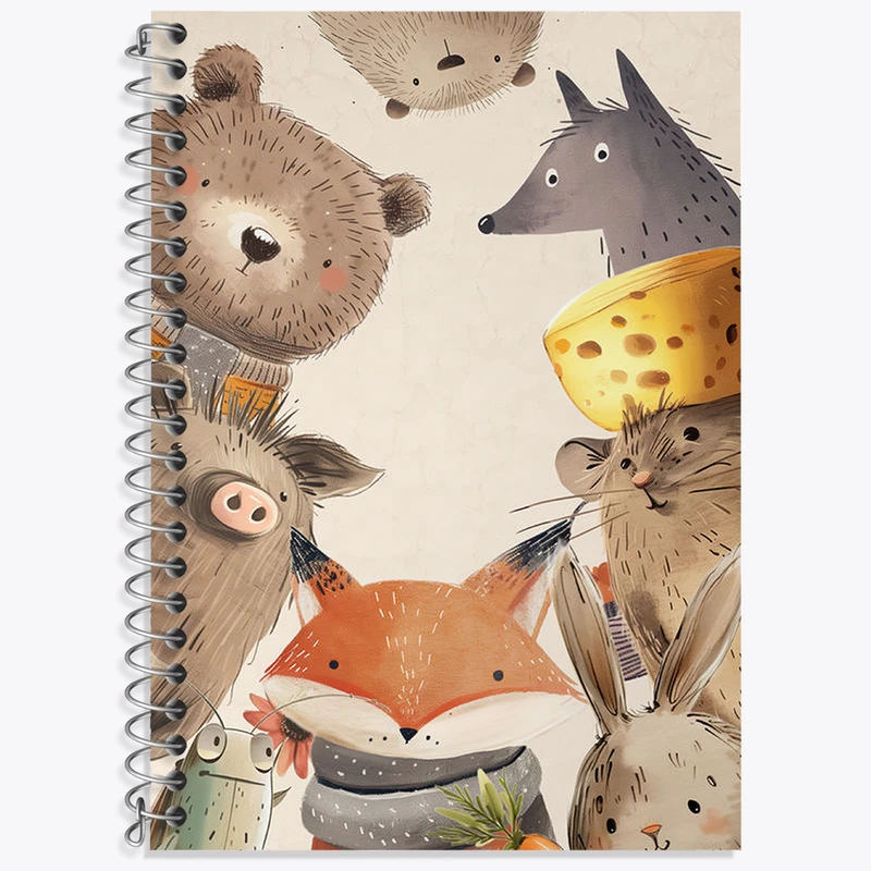 دفتر زبان 50 برگ خندالو مدل سه خط طرح حیوانات بامزه و کیوت کد N1880