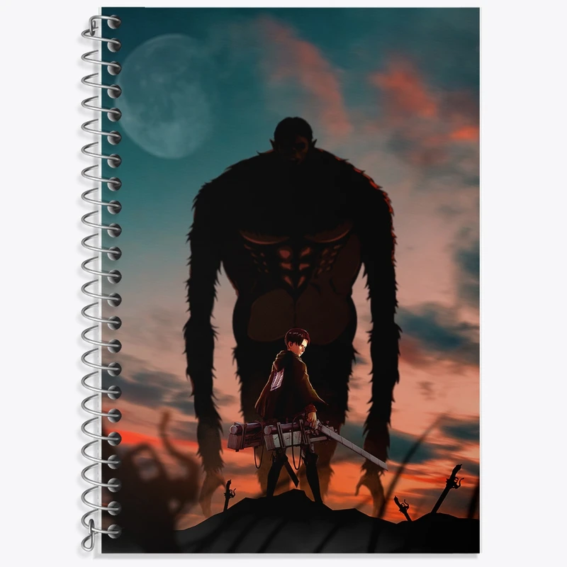 دفتر زبان 50 برگ خندالو مدل سه خط طرح انیمه اتک آن تایتان کد F830