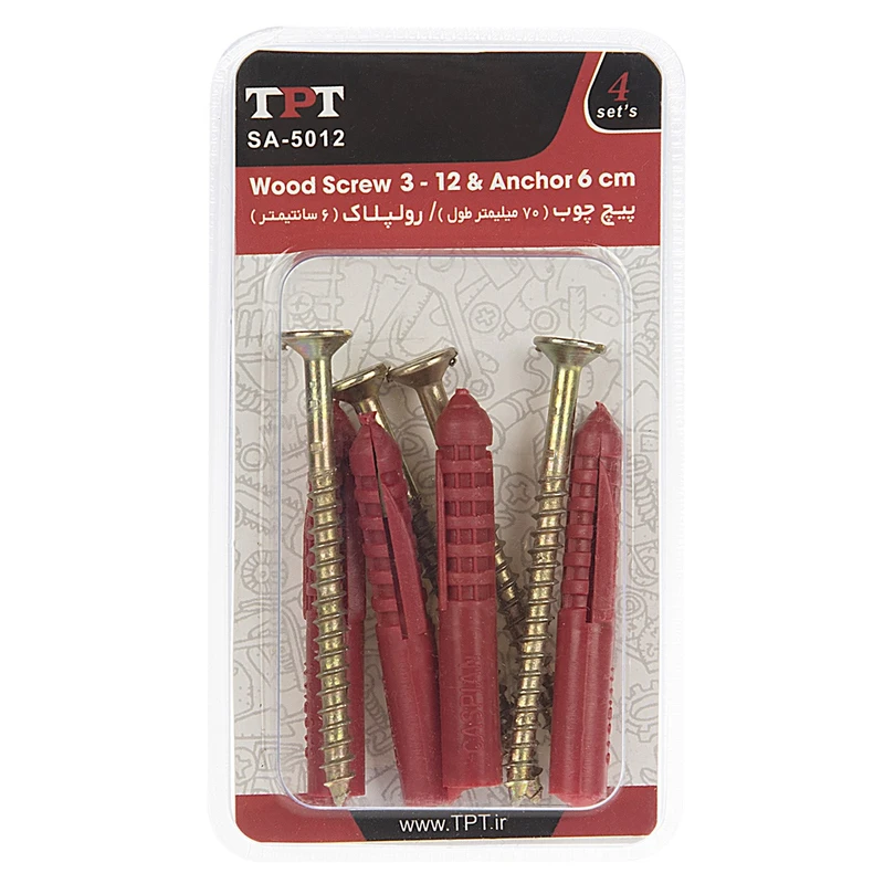 مجموعه 4 عددی پیچ چوب و رولپلاک تی پی تی مدل SA-5012