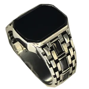 انگشتر نقره مردانه مدل اسپرت با عقیق 23024