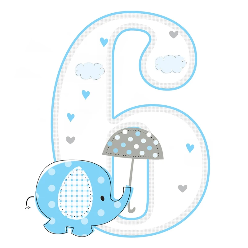  استند رومیزی تولد مدل عدد 6 طرح فیل پسرانه کد 1069