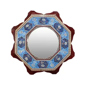 آینه خاتم کاری مدل دالبری هشت ضلعی طرح تذهیب کد Octagonal52mr23Bl