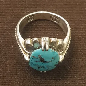 انگشتر نقره مردانه مدل سنگ فیروزه نیشابور کد P1220