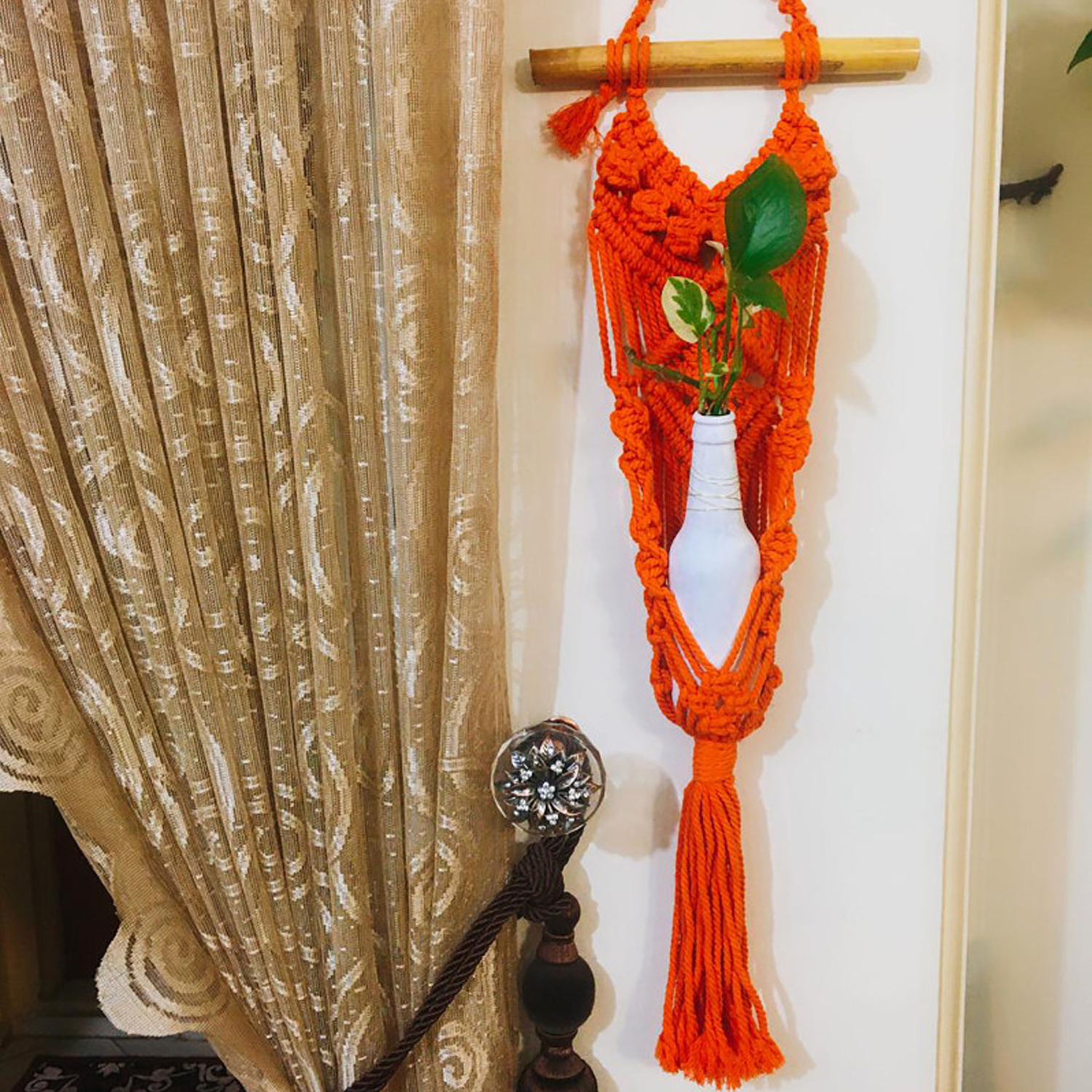 آویز گلدان بافتنی هنریسان مدل فرشته