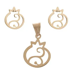 نیم ست طلا 18 عیار زنانه قیراط طرح انار کد GH4414