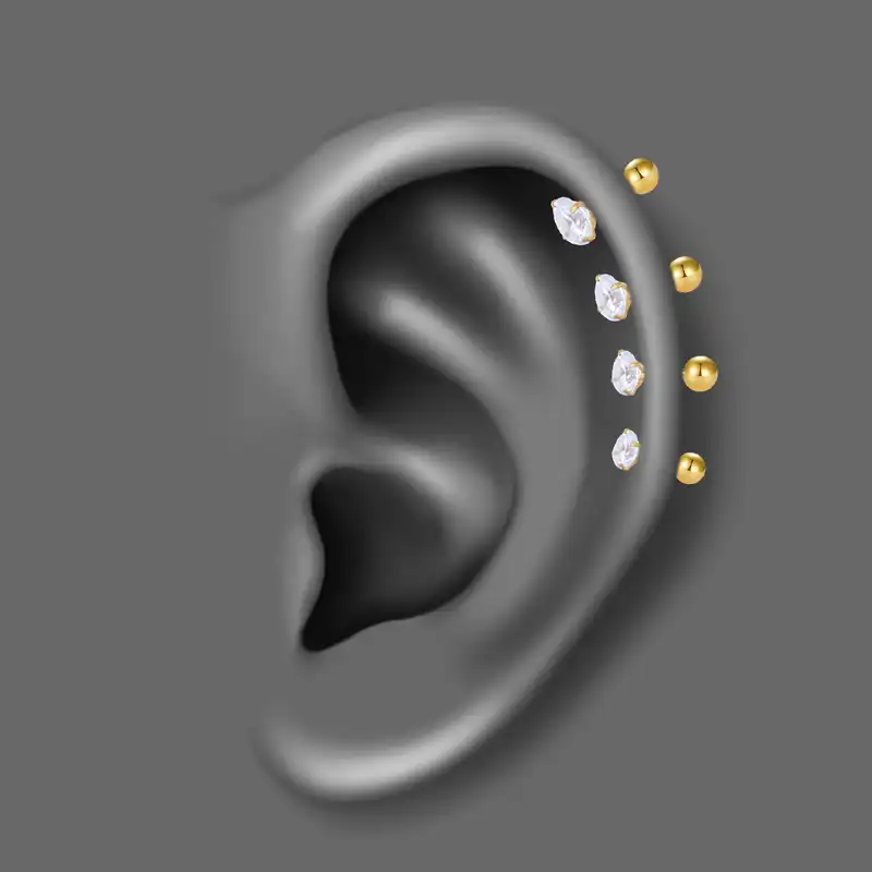 پیرسینگ گوش زنانه کد PS671 بسته 4 عددی