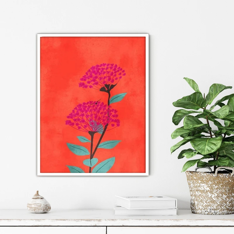 تابلو آتریسا طرح گل مدرن مدل ATFF260 فریم سفید