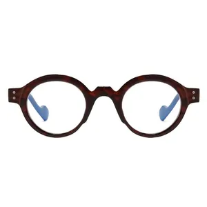 فریم عینک طبی گرد مدل SZ2003 Light Navy Umber مناسب برای صورت گرد و بیضی