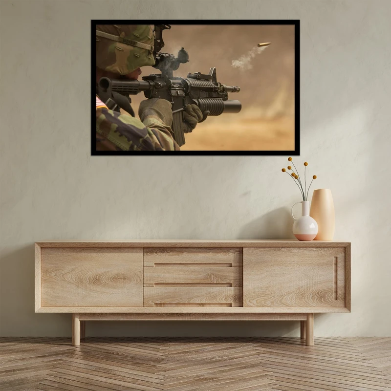 تابلو بکلیت طرح تفنگ جنگ و سرباز مدل  B-bu2727