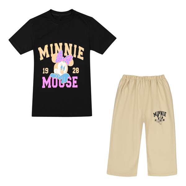 ست تی شرت آستین کوتاه و شلوارک دخترانه مدل MINNIE رنگ مشکی