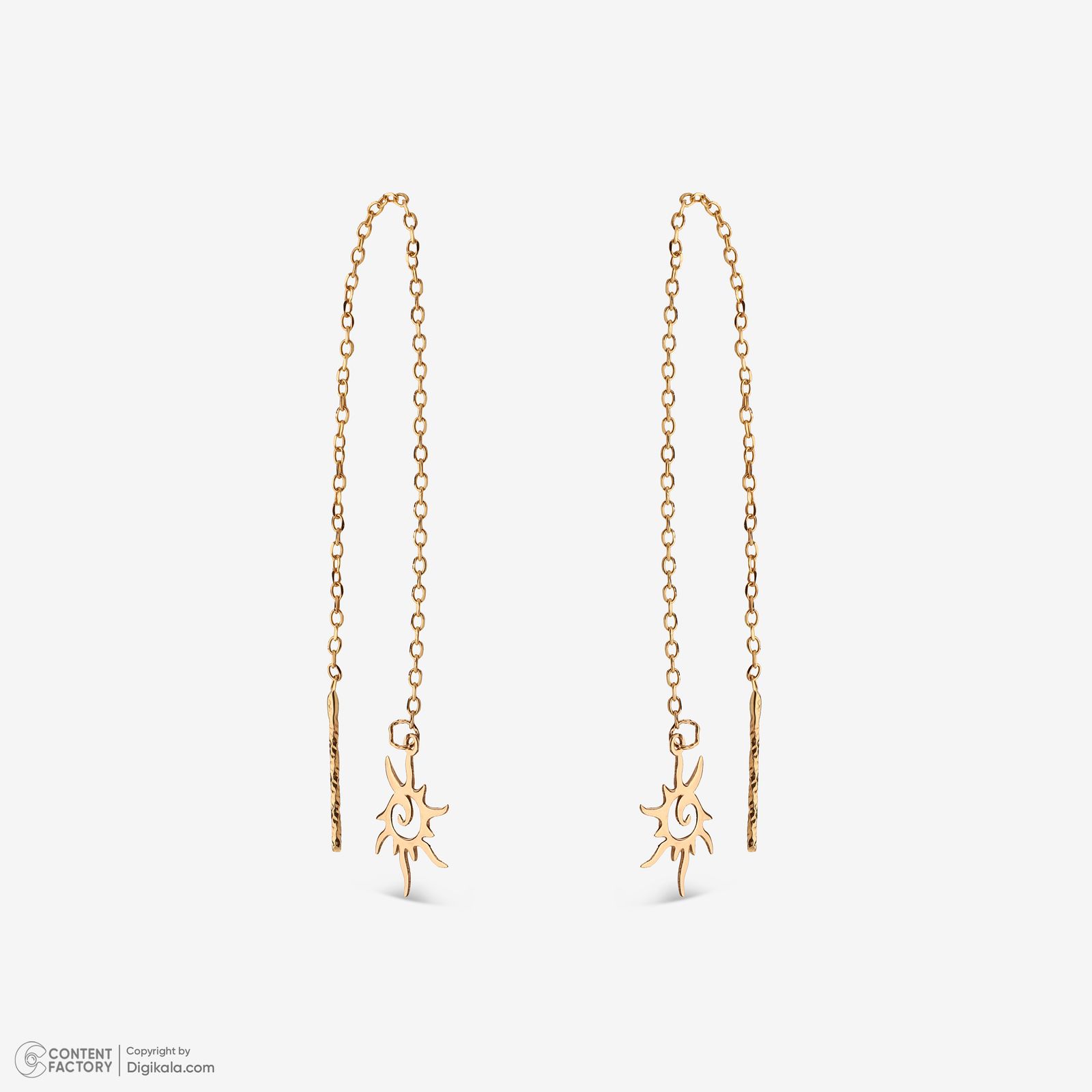 گوشواره بخیه‌ای طلا کم اجرت  18 عیار زنانه نگین مدل 110 -  - 2