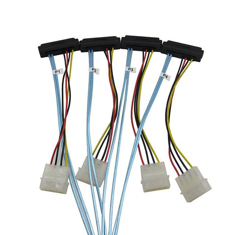 کابل تبدیل Mini SAS SFF-8087 به 4 پورت SFF-8482 29-Pin با برق 4 پین اسمارطور مدل SM91 طول 1 متر